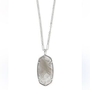 NWOT Kendra Scott Silver Rhodium Faceted Reid LongPendant Necklace Gray Illusion